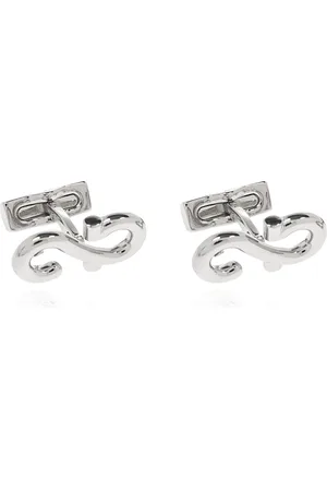 Salvatore Ferragamo Accessoires, Heren, Grijs, ONE Size, Leer, Cufflinks & Tie Clips