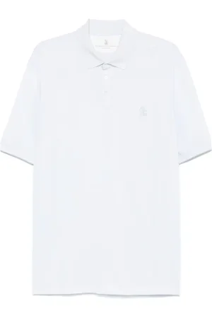 Brunello Cucinelli Tops, Heren, Wit, L, Katoen, Luxe korte mouw polo