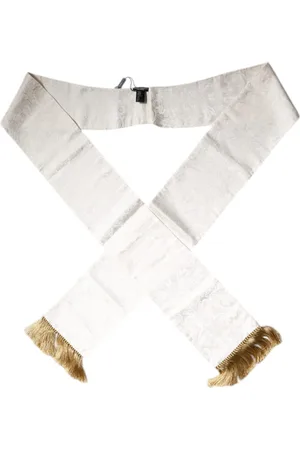 Dolce & Gabbana Accessoires, unisex, Wit, ONE Size, Wit Bloemen Jacquard Franjes Sjaal
