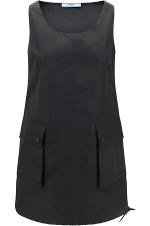 Prada Kleedjes, Dames, Zwart, S, Nylon, Nylon Mini Jurk met Zakken