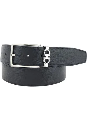 Salvatore Ferragamo Accessoires, Heren, Zwart, 105 CM, Leer, Omkeerbare leren riem met Gancini-logo