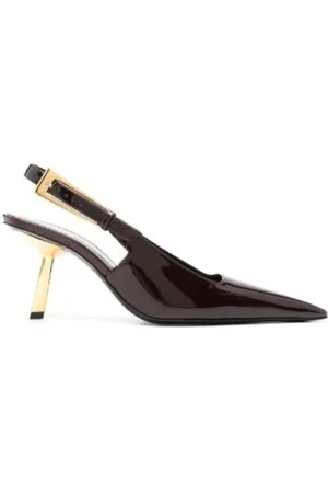 Saint Laurent Schoenen, Dames, Bruin, 38 EU, Bruine Barefoot Vernice Salon Hakken