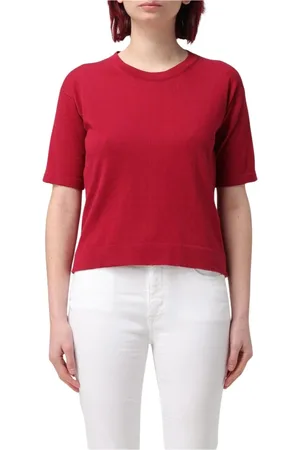 K-Way Tops, Dames, Rood, L, Rode Geribbelde Gebreide Top
