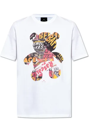 Paul Smith Tops, Heren, Wit, S, Katoen, T-shirt met kleurrijke print