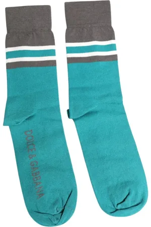 Dolce & Gabbana Ondergoed, Heren, Groen, L, Katoen, Stretch Logo Mid Calf Sokken Groen