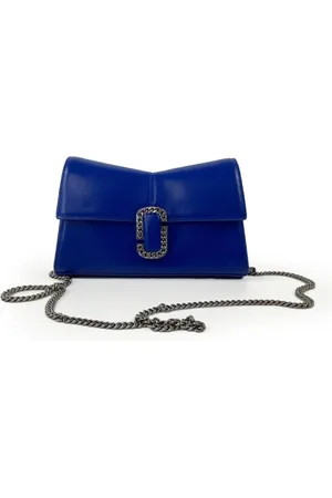 Marc Jacobs Tassen, Dames, Blauw, ONE Size, Leer, Blauwe Handtas met Ketting