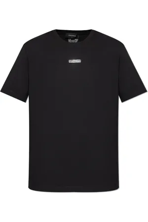 Dsquared2 Tops, Heren, Zwart, 3Xl, Katoen, T-shirt met Logo Applicatie