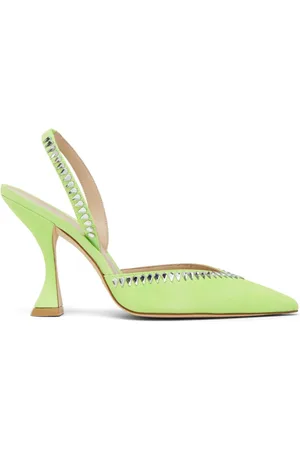 Stuart Weitzman Schoenen, Dames, Geel, 37 EU, Suède, Crystal Accent Slingback Pump