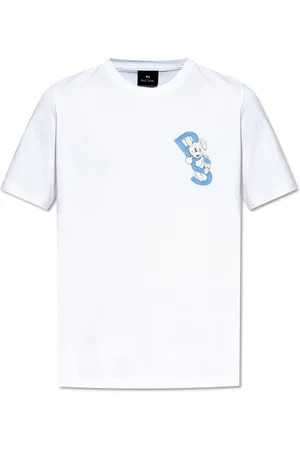 Paul Smith Tops, Heren, Wit, M, Katoen, T-shirt met kleurrijke print