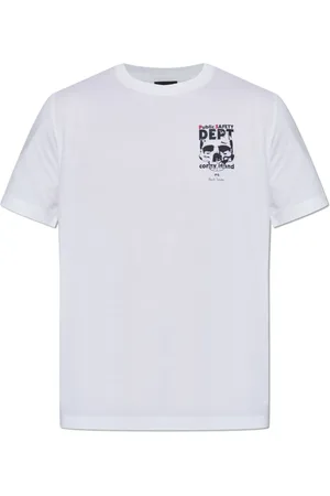 Paul Smith Tops, Heren, Wit, M, Katoen, T-shirt met kleurrijke print