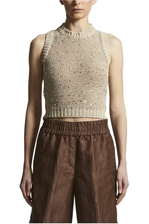 PESERICO SIGN Truien, Dames, , 3Xs, Katoen, Katoenen band top met pailletten