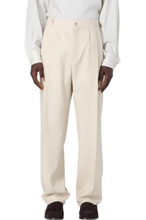 Saint Laurent Broeken, Heren, Wit, S, Wol, Witte Geplooide Pantalons