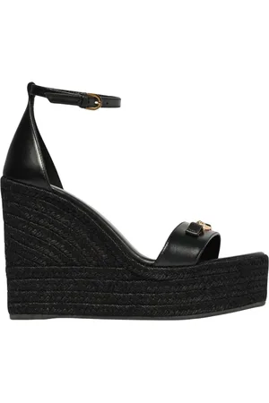 VERSACE Schoenen, Dames, Zwart, 38 EU, Zwarte Plateau Sleehakken