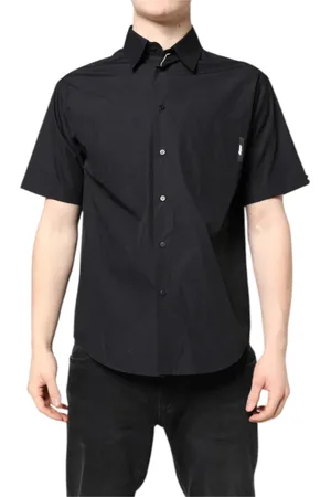 Msgm Overhemden, Heren, Zwart, S, Katoen, Zwarte Bedrukte Casual Overhemd