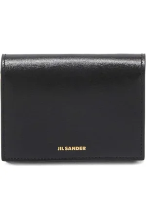 Jil Sander Accessoires, Dames, Zwart, ONE Size, Leer, Zwarte leren portemonnee met logo