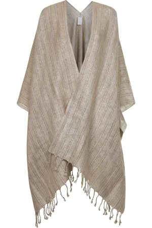 Brunello Cucinelli Jassen, Dames, , ONE Size, Linnen, Linnen Kimono Jas met Franjes