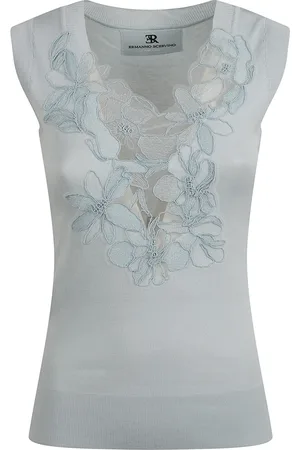ERMANNO SCERVINO Tops, Dames, Blauw, 2Xs, Katoen, Gebreide Tanktop