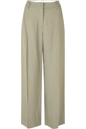 Samsøe Samsøe Broeken, Dames, Grijs, S, Hoge taille regular fit rechte broek