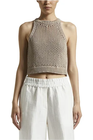 PESERICO SIGN Truien, Dames, Bruin, S, Katoen, Zachte katoenen tricot top