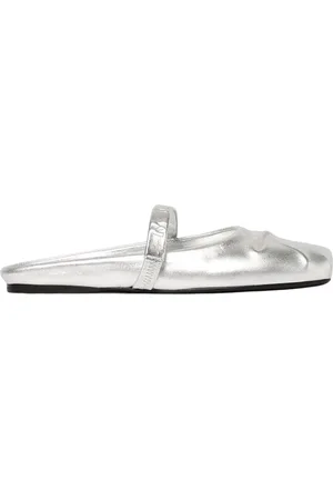 Marni Schoenen, Dames, Grijs, 36 EU, Leer, Zilver Metallic Ballerina Flats