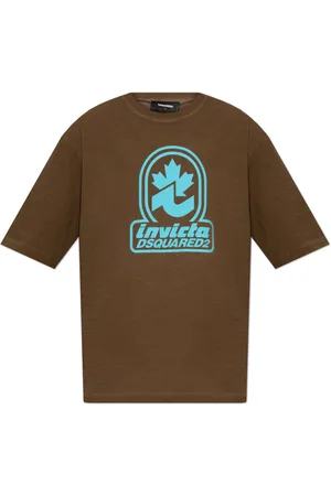 Dsquared2 Tops, Heren, Bruin, M, Katoen, T-shirt capsule `Invicta`