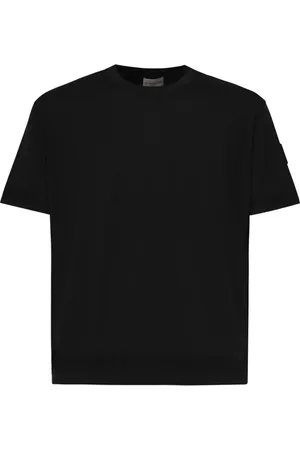 Moncler Tops, Heren, Zwart, M, Katoen, Zwarte Zijde Katoenmix Trui