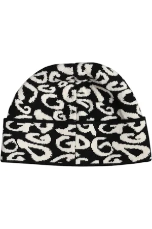 Dolce & Gabbana Accessoires, Heren, Zwart, ONE Size, Wol, Luxe Wol Beanie Hoed met Logo