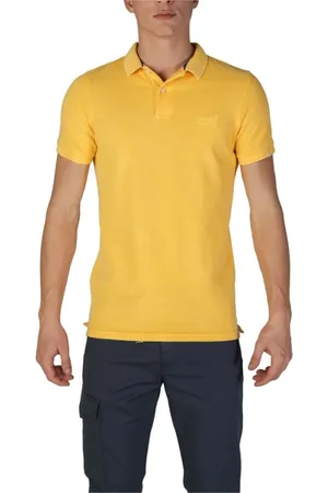 Superdry Tops, Heren, Geel, M, Katoen, Geel Katoenen Poloshirt Herfst/Winter