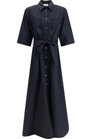 P.A.R.O.S.H. Kleedjes, Dames, Zwart, S, Elegante Lange Chemisier Jurk