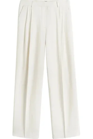 Totême Broeken, Dames, , M, Witte Double-Pleat Fluid Broek