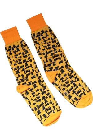 Dolce & Gabbana Ondergoed, Heren, Geel, M, Logo Print Mid-Calf Socks