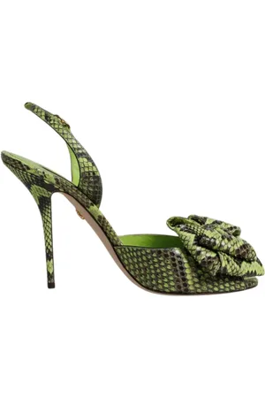 Dolce & Gabbana Schoenen, Dames, Groen, 40 EU, Python Animal Print Hoge Hakken Sandalen