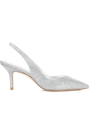Stuart Weitzman Schoenen, Dames, Grijs, 37 EU, Leer, Zilveren leren sandalen metallic