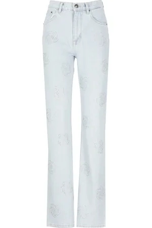 ROTATE Jeans, Dames, Blauw, W27, Katoen, Lichtblauwe Katoenen Jeans met Strass-details