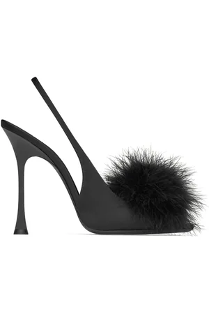 Saint Laurent Schoenen, Dames, Zwart, 36 1/2 EU, Leer, Zwarte leren sandalen