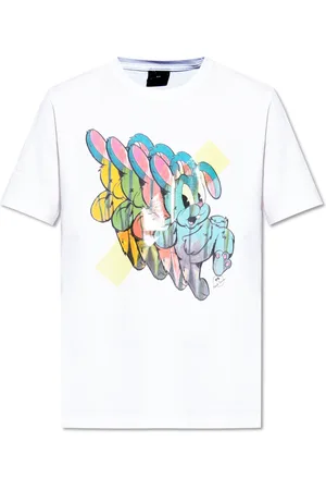 Paul Smith Tops, Heren, Wit, XL, Katoen, T-shirt met kleurrijke print