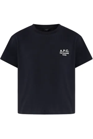 A.P.C. Tops, Dames, Zwart, L, Katoen, T-shirt met geborduurd logo