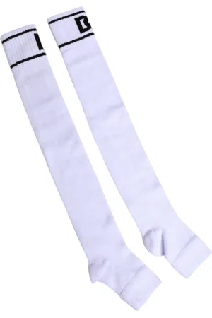 Dolce & Gabbana Ondergoed, Heren, Wit, ONE Size, Katoen, Logo Print Open Toe Cotton Socks