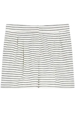 Max Mara Korte broeken, Dames, Wit, S, Katoen, Gestreepte katoenen Bermuda broek