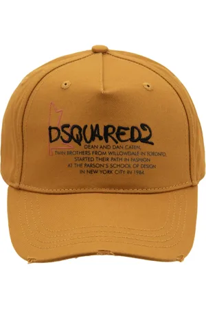 Dsquared2 Accessoires, unisex, Oranje, ONE Size, Katoen, Verstelbare katoenen baseballpet met reliëfletters