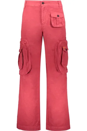Heron Preston Broeken, Heren, Rood, L, Katoen, Cargo Broek met Meerdere Zakken