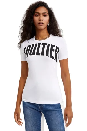 Jean Paul Gaultier Tops, Dames, Wit, L, Katoen, Wit Logo T-shirt