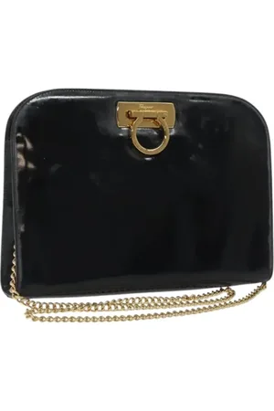 Salvatore Ferragamo Pre-owned, Dames, Zwart, ONE Size, Leer, Tweedehands leren schoudertassen
