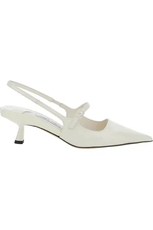 Jimmy Choo Schoenen, Dames, Wit, 38 EU, Leer, Didi 45 Witte Leren Lage Hak Décolleté