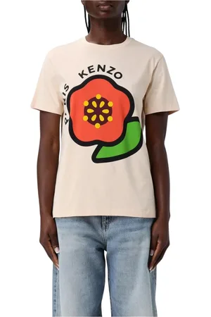 Kenzo Tops, Dames, Roze, XS, Katoen, Roze Bloemen Grafische Tee