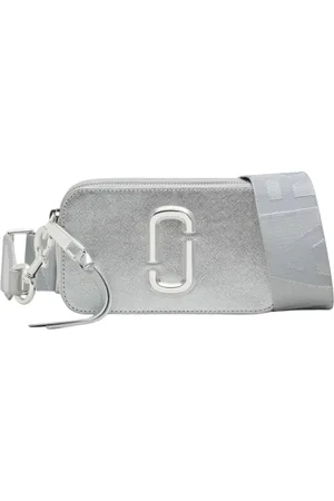 Marc Jacobs Tassen, Dames, Grijs, ONE Size, Leer, Zilver Metallic Crossbody Tas