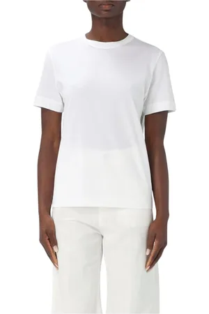 Brunello Cucinelli Tops, Dames, Wit, S, Katoen, Witte Crew Neck T-Shirt