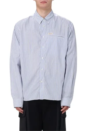 Dsquared2 Overhemden, Heren, Blauw, L, Katoen, Gestreept Poplin Overhemd Moderne Stijl