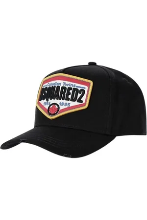 Dsquared2 Accessoires, Heren, Zwart, ONE Size, Katoen, Vernietigde baseballpet met geborduurde patch
