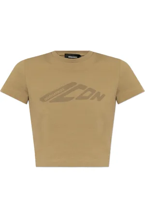 Dsquared2 Tops, Dames, , S, Katoen, T-shirt met Gedrukt Logo